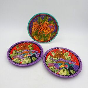 Laurel Burch Secret Jungle Songs Tropical 8 In Plates 1998 Design Studio Set 3
